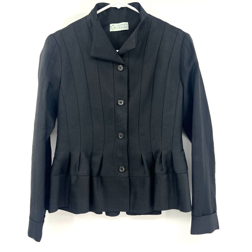 Clements Ribeiro Black Wool Blend Tailored Blazer Jacket Women's Small